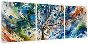 Obraz – Farebný energetický strom (s hodinami) (90x30 cm)