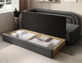 Taupe zamatová rozkladacia/s úložným priestorom pohovka ľavý roh 223 cm Fabillo – ELTAP