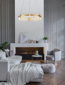 LED stmievateľný platinum zlatý moderný luster Kezo-60