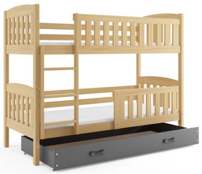 Interbeds Poschodová posteľ Kubus prírodná so šuplíkom 200cm x 90cm - grafitová