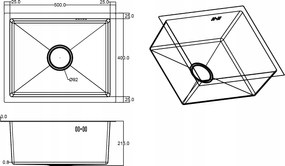 Erga HD, 1-komorový oceľový drez 400x500x210 mm, grafitová, ERG-MLS-HD4050BB
