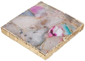 CRYSTAL Podtácka z drahých kameňov štvorcová 10 cm - mix/zlatá