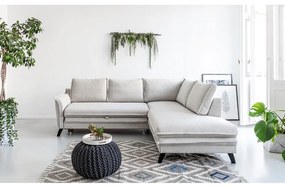 Svetlobéžová rozkladacia rohová pohovka Miuform Charming Charlie L, pravý roh