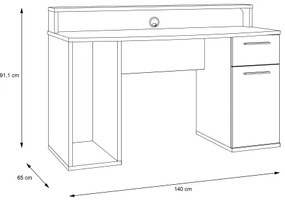 Písací stôl s podsvietením IVAR, čierny