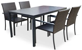 Záhradný jedálenský set Viking L + 4x ratanová stolička Wicker Pat