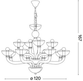 Ideal Lux - Luster na reťazi CASANOVA 16xE14/40W/230V pr. 120 cm šedá