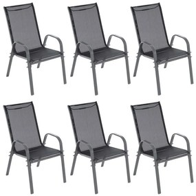GARTHEN záhradné stohovateľné stoličky, čierna / tmavo šedá, 6 ks
