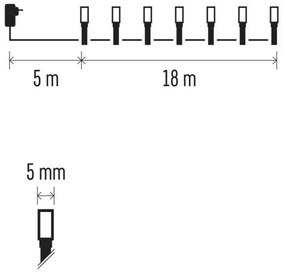 EMOS LED vianočný reťaz 18m, vnútorné i vonkajšie, teplá/studená bielá, časovač D4AN06