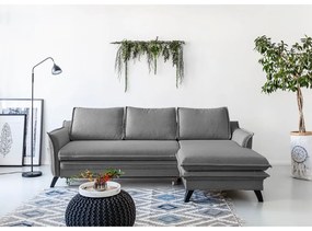 Sivá rozkladacia rohová pohovka Miuform Charming Charlie, pravý roh
