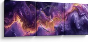 Obraz - Fialová hmlovina (s hodinami) (90x30 cm)