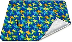 Pikniková deka modrej farby s motívom palmy