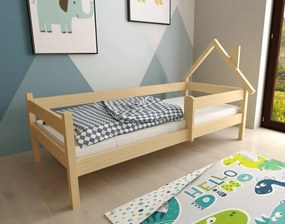 Detská domčeková posteľ z masívu borovice SÁRA - 200x90 cm - prírodná