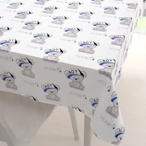 Biante Detský bavlnený obdĺžnikový obrus Sandra SA-206 Medvedík pre chlapcov 120x200 cm