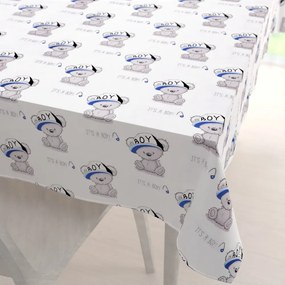 Biante Detský bavlnený obdĺžnikový obrus Sandra SA-206 Medvedík pre chlapcov 140x220 cm
