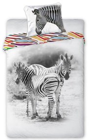 DETSKÉ BAVLNENÉ OBLIEČKY ZEBRA 160X200 CM, 1KS 70X80 CM VZOROVANÉ