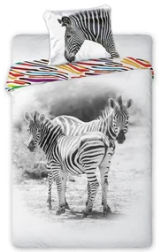 DETSKÉ BAVLNENÉ OBLIEČKY ZEBRA 160X200 CM, 1KS 70X80 CM VZOROVANÉ