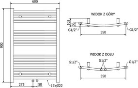 Mexen Ares, vykurovacie teleso 900 x 600 mm, 433 W, čierna, W102-0900-600-00-70