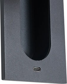 Sada 2 moderných nástenných svietidiel čierna vrátane LED a portu USB-C - Hilton