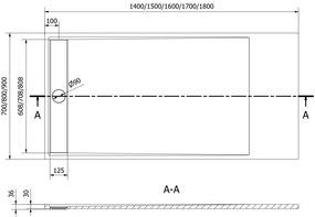 Mexen Amon, SMC obdĺžniková sprchová vanička 160 x 90 cm, čierna, 4F709016