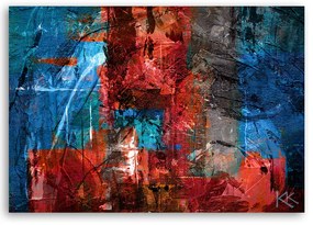 Obraz na plátně, Červená ruka -nakládaná abstrakce - 100x70 cm