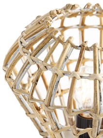 Rustikálna stolná lampa bambusová s bielou - Canna Diamond