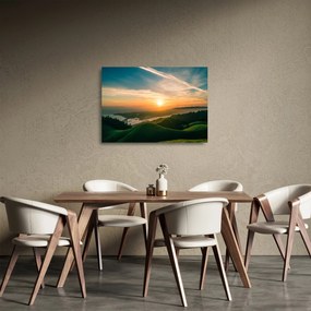 Sklenený obraz východu slnka nad morom (70x50 cm)