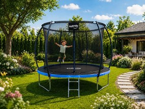TRENDIE Trampolína s vnútornou sieťou 252 cm modrá + rebrík