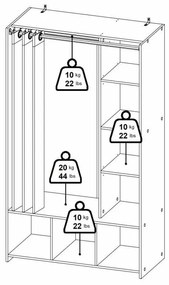 Bielo-béžová šatníková skriňa v dekore duba 105x180 cm Kit – Tvilum