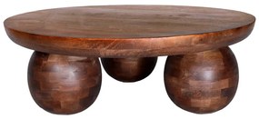 Hnedý okrúhly konferenčný stolík z mangového dreva ø 100 cm Ailen – MOME