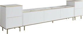 TV stolík s skrinkami Imej Biely mramor a zlato