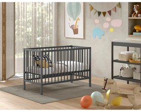 Antracitová postieľka z borovicového dreva 60x120 cm DINO – Vipack