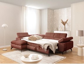 Menčestrová rohová pohovka v terakotovej farbe (ľavý roh/do L) Marbeya – Ropez