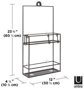 Čierna závesná oceľová kúpeľňová polička Cubiko - Umbra
