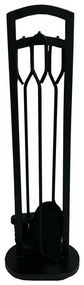 Súprava krbového náradia 70 cm, 3-dielna so stojanom, čierna, kov