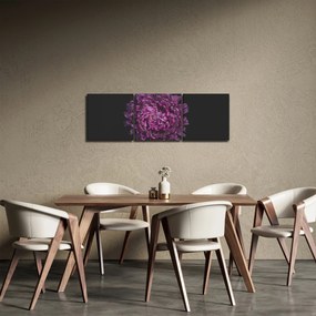 Obraz fialovej kvetiny (s hodinami) (90x30 cm)