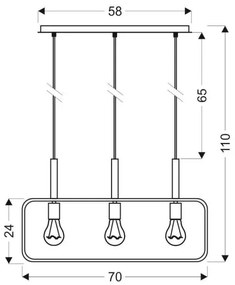 Luster na lanku FRAME 3xE27/60W/230V čierna
