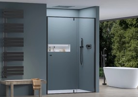 Cerano Santini, krídlové sprchové dvere 140x195 cm, 6mm číre sklo, čierny profil, CER-CER-428779