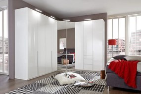 Šatníková skriňa New York D, 180 cm, biela / biely lesk