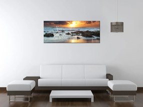 Gario Obraz s hodinami Západ slnka nad oceánom Rozmery: 60 x 40 cm