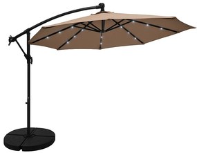 Záhradný slnečník Houseland Zyra s LED osvetlením 300 cm svetlohnedý