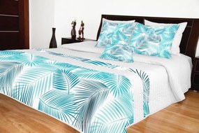 Biely prehoz na posteľ so svetlo modrým vzorom Šírka: 220 cm | Dĺžka: 240 cm