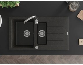Mexen Matias - drez granitový 90,0x50,5cm, 1,5-komorový, čierna-zlatá, 6502901505-75