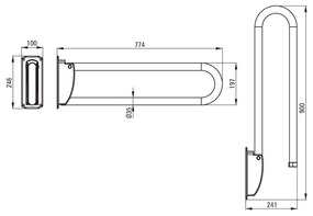 Deante Vital, nástenné sklopné kovové madlo 760 mm, oceľ kartáčovaná, NIV_041D