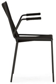 Čierne kovové jedálenské stoličky v súprave s podrúčkami/stohovateľné 2 ks Emily – Marckeric