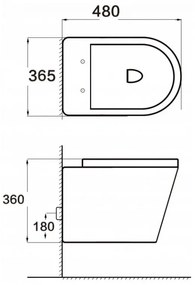 Závěsný WC set MEXEN RICO  36,5 cm s prkénkem černý