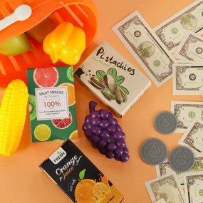 KIK Pokladňa pre deti, supermarket, obchod, skener, kalkulačka, košík s príslušenstvom 36 ks.