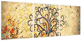 Obraz - Mozaikový strom života (s hodinami) (90x30 cm)
