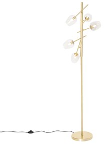 Klasická stojaca lampa zlatá so sklom 5-svetlo - Elien