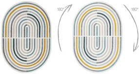 Koberec FUSION Shape 5711 biely / tmavozelený ovál