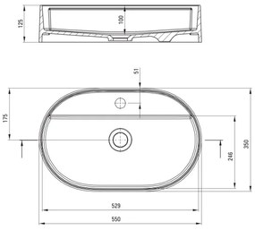 Deante CQS_NU6B - Umývadlo na dosku s otvorom SILIA 35x55 cm granit/čierna